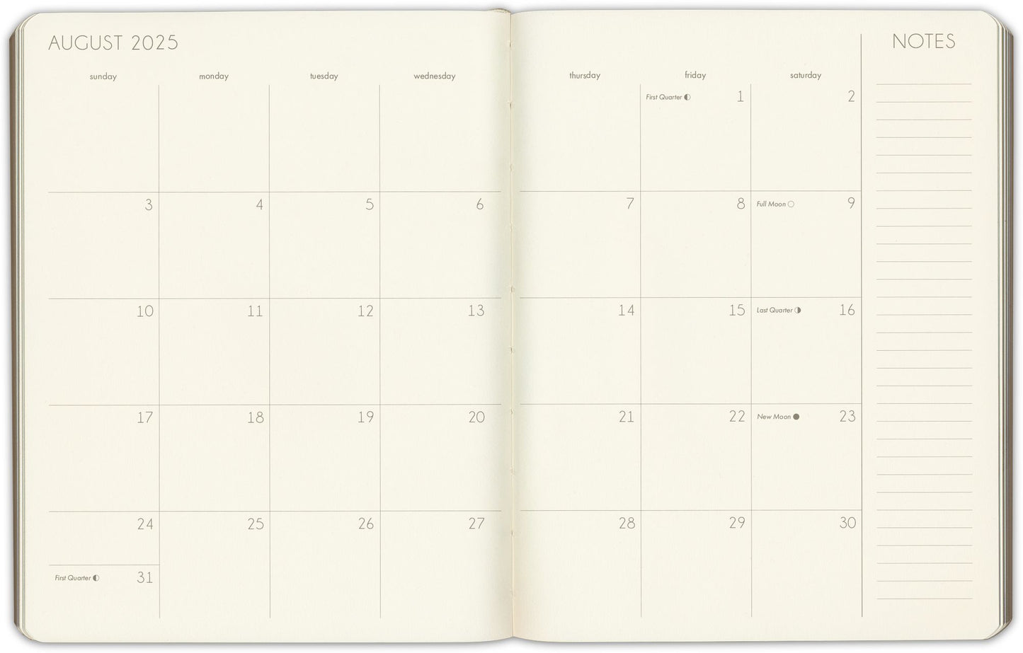 2025 Paper Source Black Leather LG Monthly Planner
