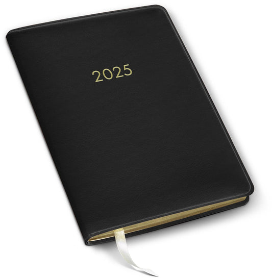 2025 Paper Source Black 12M Weekly Desk Planner