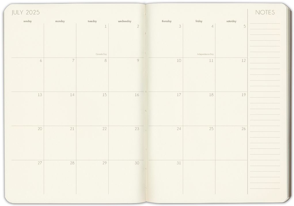 2025 Paper Source Black 12M Weekly Desk Planner