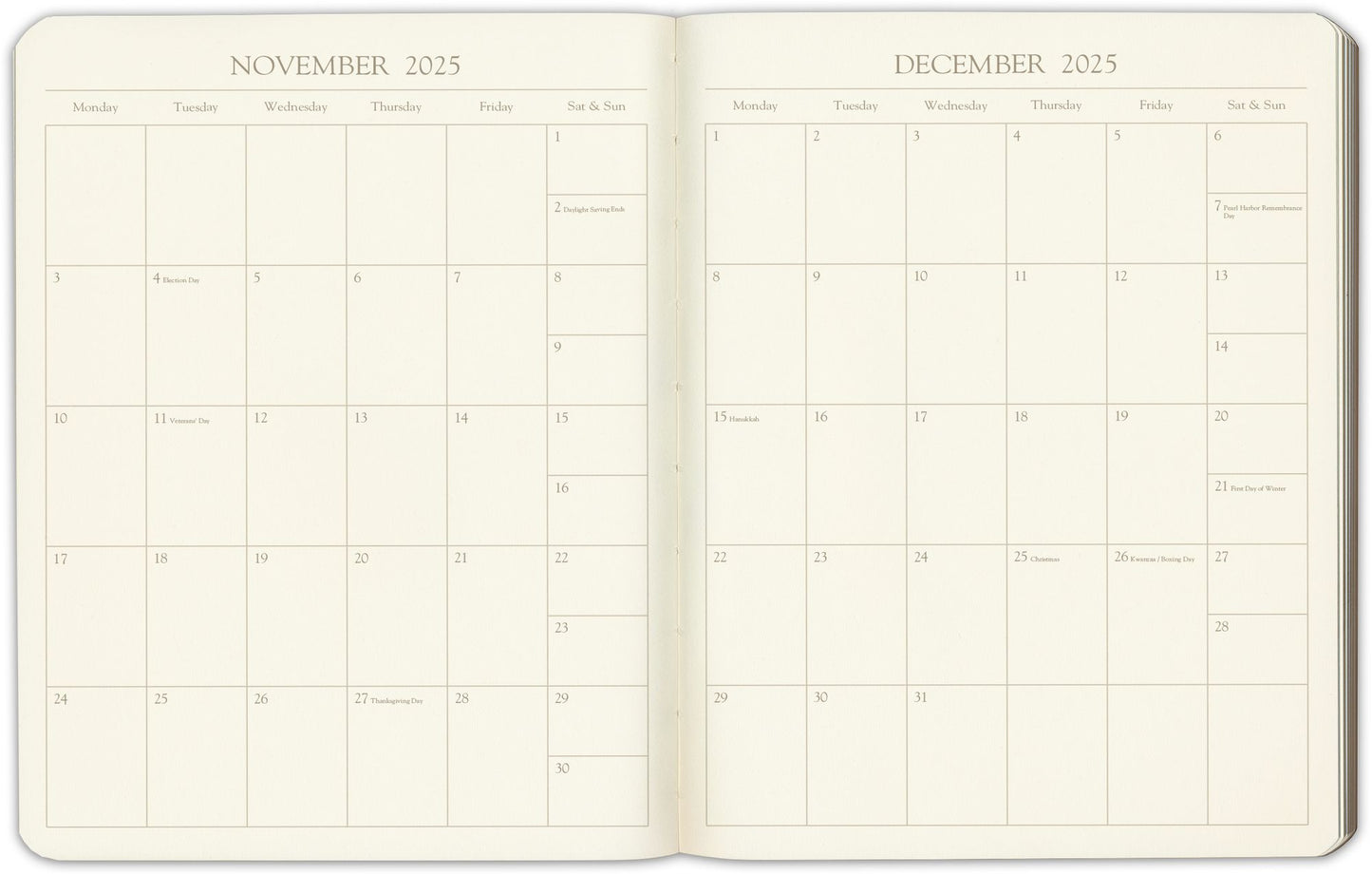 2025 Navy 12M Professional Weekly Desk Planner