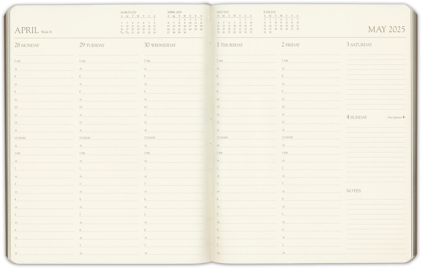 2025 Navy 12M Professional Weekly Desk Planner
