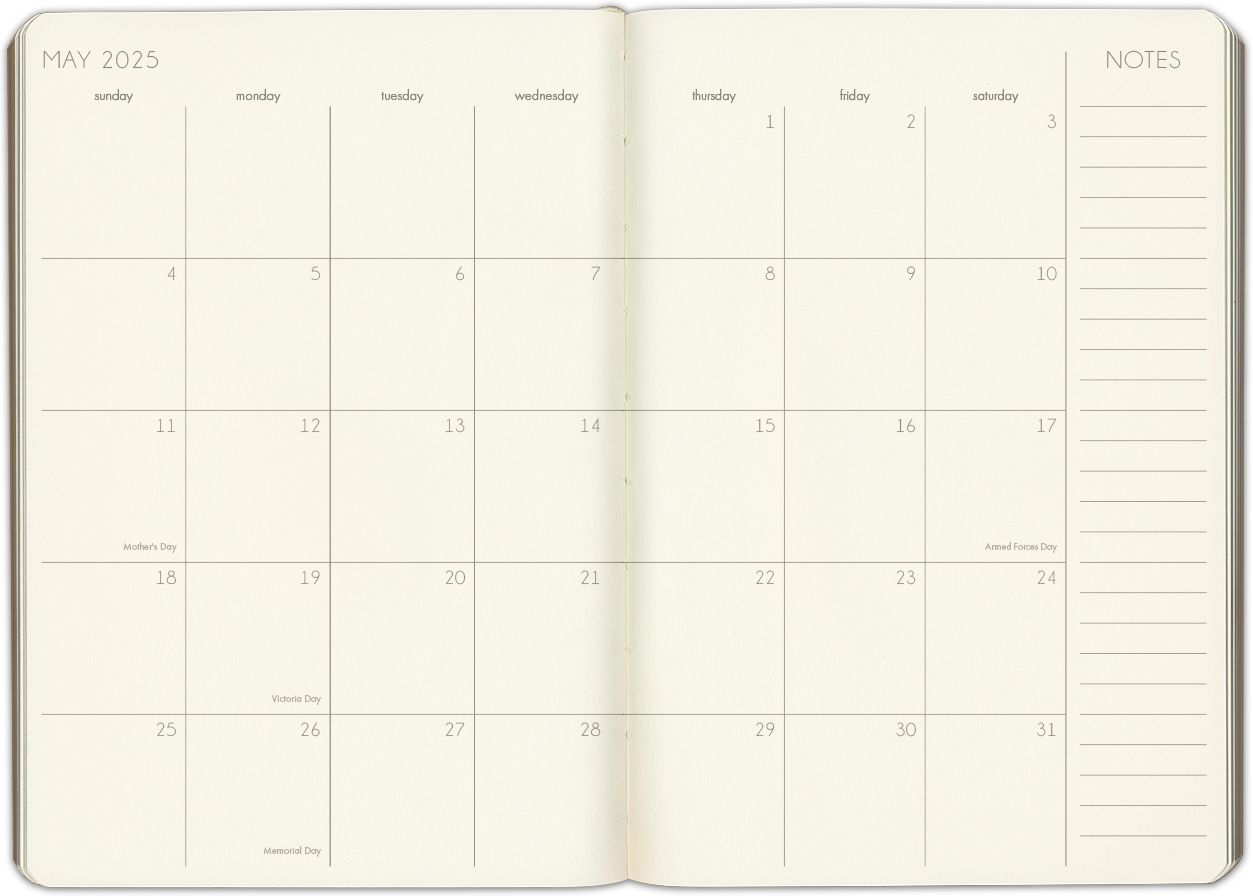 2025 Paper Source Brown 12M Monthly Pocket Planner