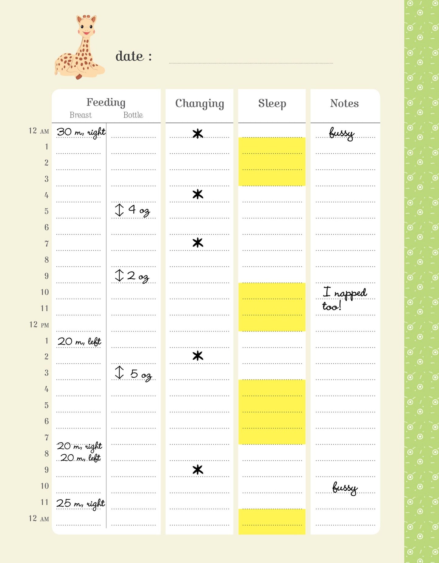 Baby's First Months with Sophie la girafe: A Daily Log Book