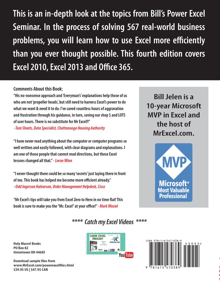 Power Excel with MrExcel: Master Pivot Tables, Subtotals, Charts, VLOOKUP, IF, Data Analysis in Excel 2010