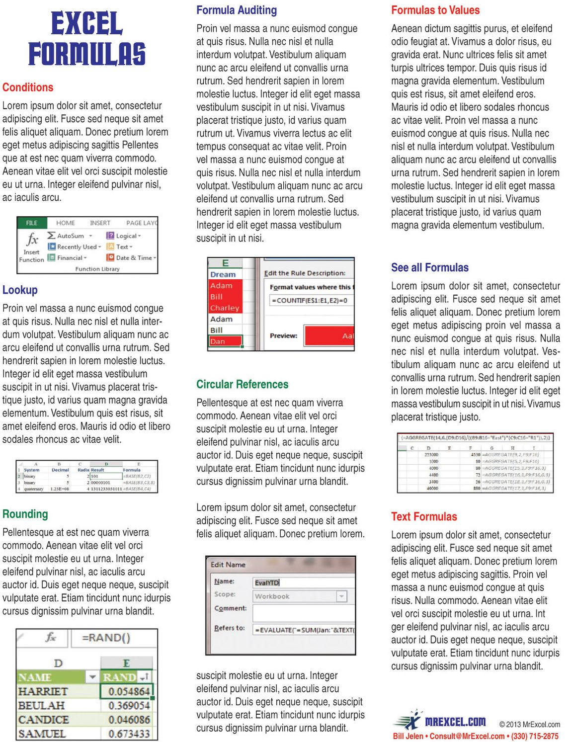 Excel Formulas Laminated Tip Card: Formulas & Functions from Mrexcel