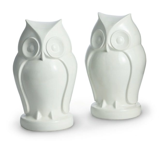 White Owl Resin Bookends - Set of 2 (7.25"x 4")