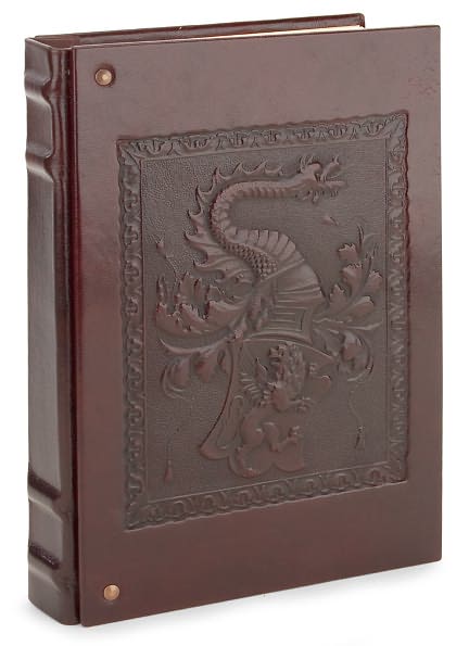 Patina Brown Dragon with Studs Embossed Italian Leather Lined Journal (7"X10")