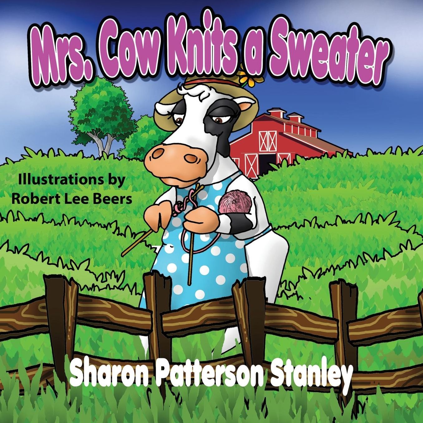Mrs. Cow Knits a Sweater
