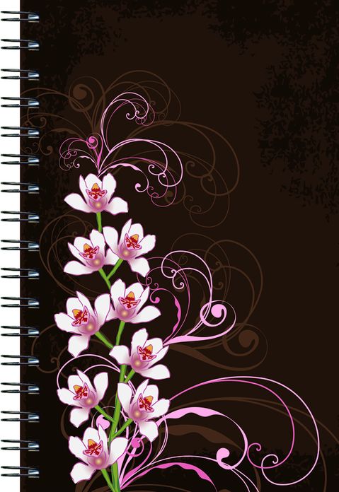 Orchids on Brown Journal - Medium