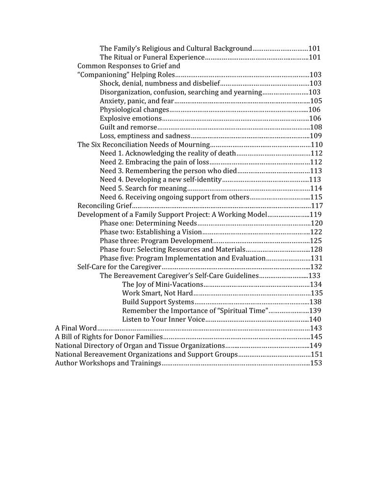 Caring for Donor Families: Before, During and After