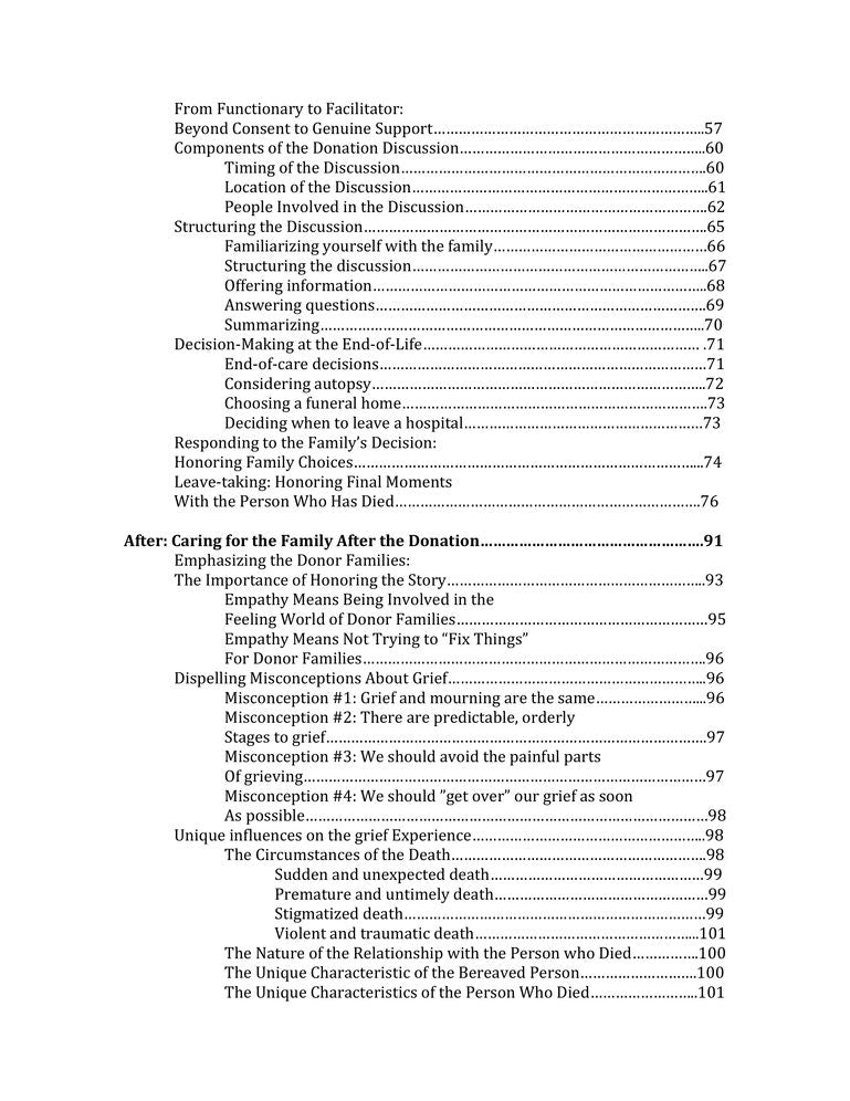 Caring for Donor Families: Before, During and After