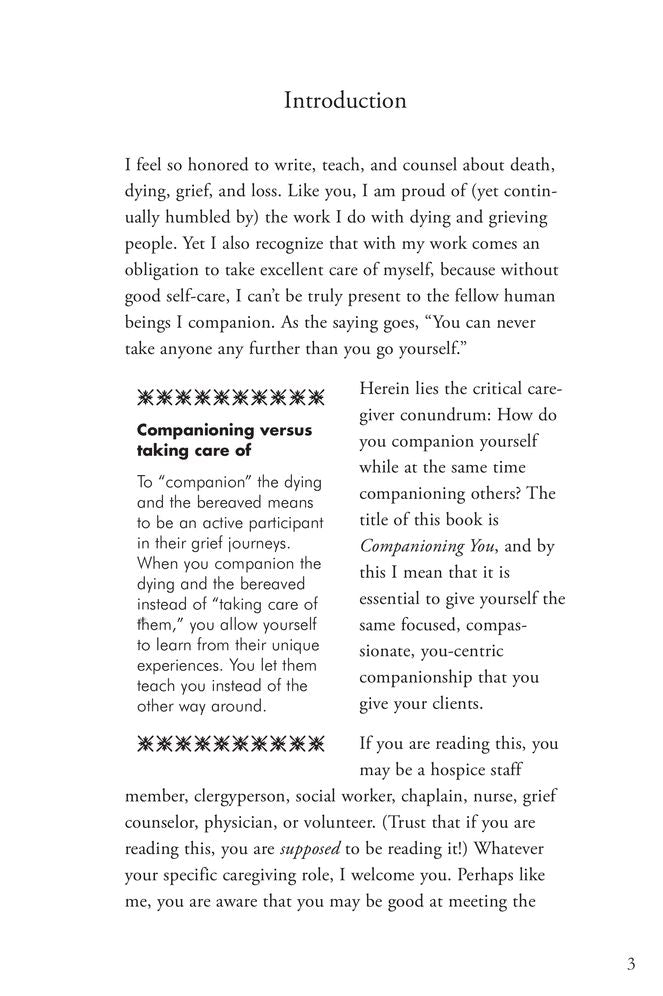 Companioning You!: A Soulful Guide to Caring for Yourself While You Care for the Dying and the Bereaved