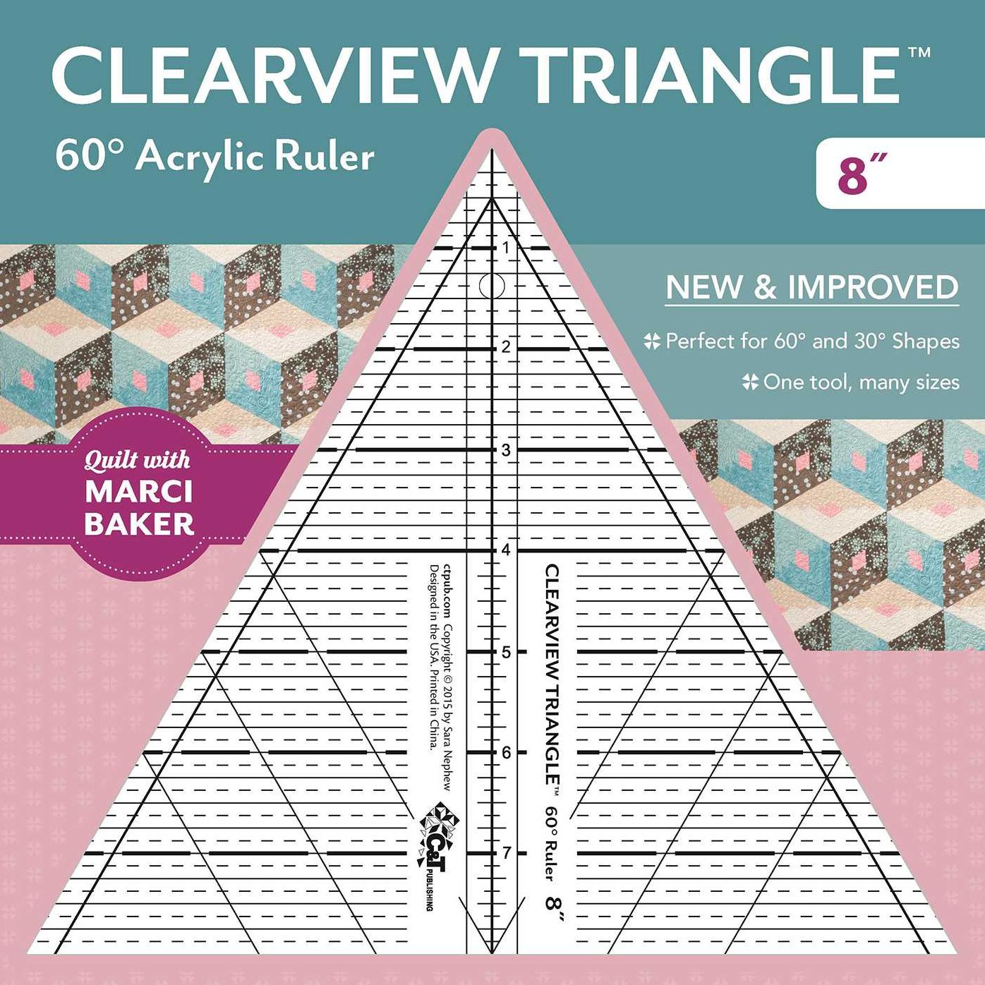 Clearview Triangle 60° Acrylic Ruler-8"