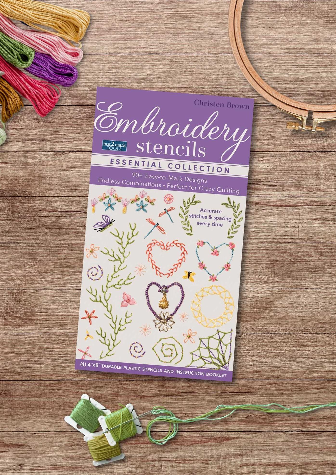 fast2mark Embroidery Stencils - Essential Collection: 90+ Easy-to-Mark Designs - Endless Combinations * Perfect for Crazy Quilting * Accurate Stitches & Spacing Every Time