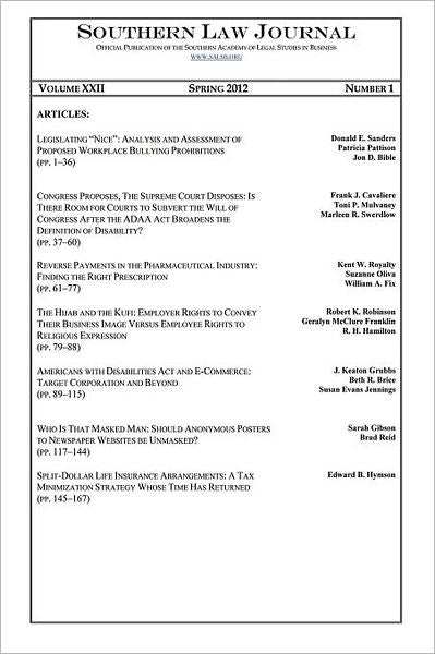 Southern Law Journal, Spring 2012