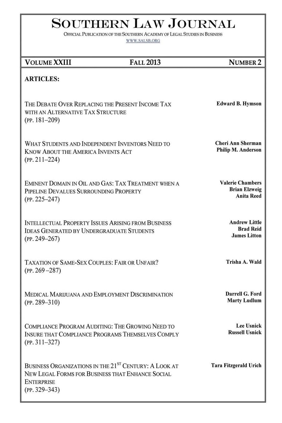 Southern Law Journal, Fall 2013