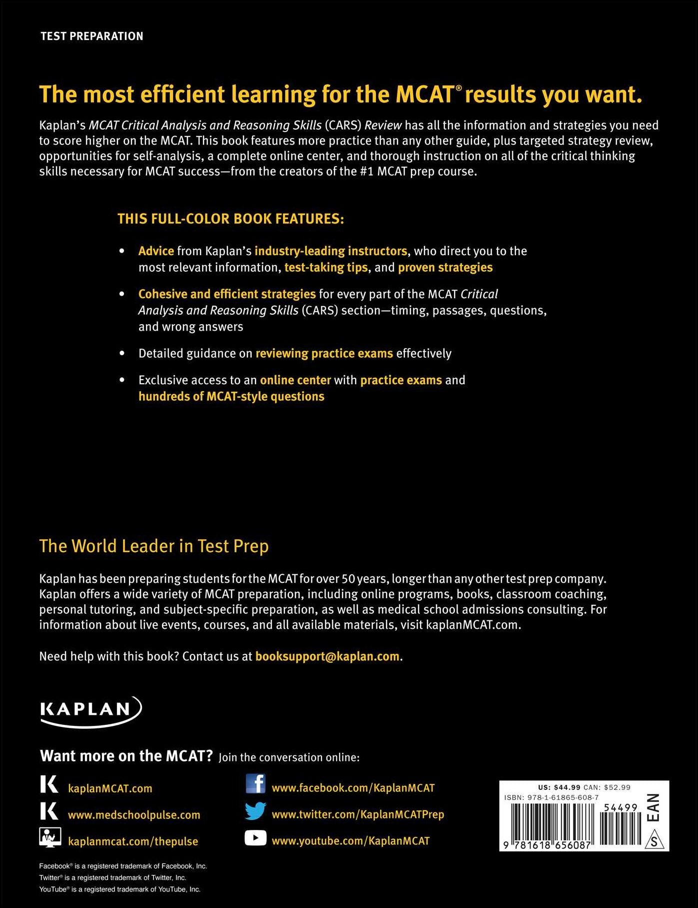 Kaplan MCAT Critical Analysis and Reasoning Skills Review: Created for MCAT 2015