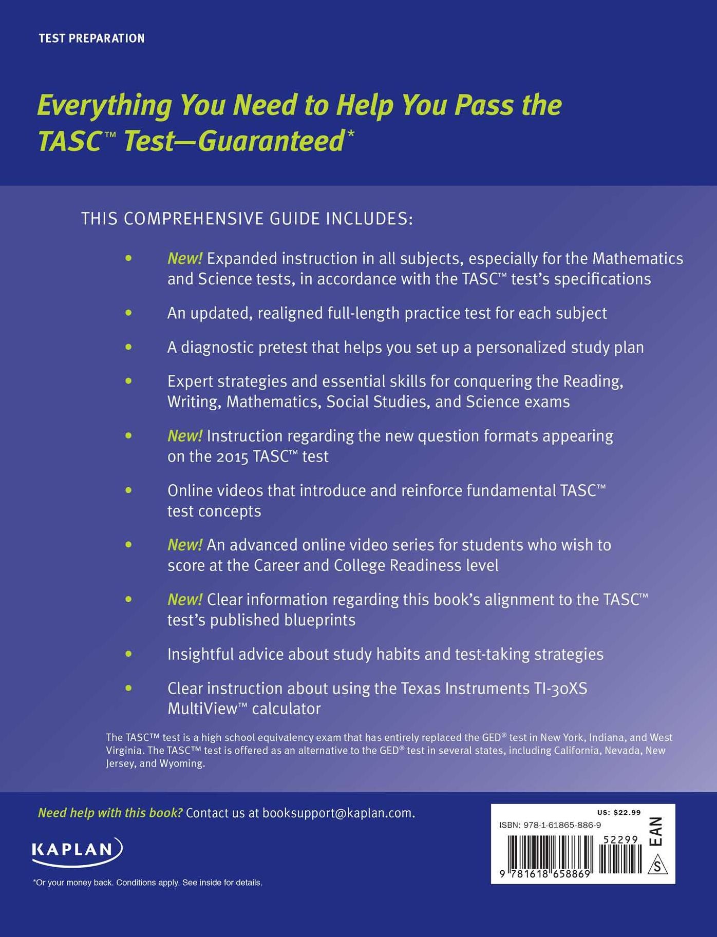 Kaplan TASC 2015-2016 Strategies, Practice, and Review with 2 Practice Tests: Book + Online + Videos + Mobile