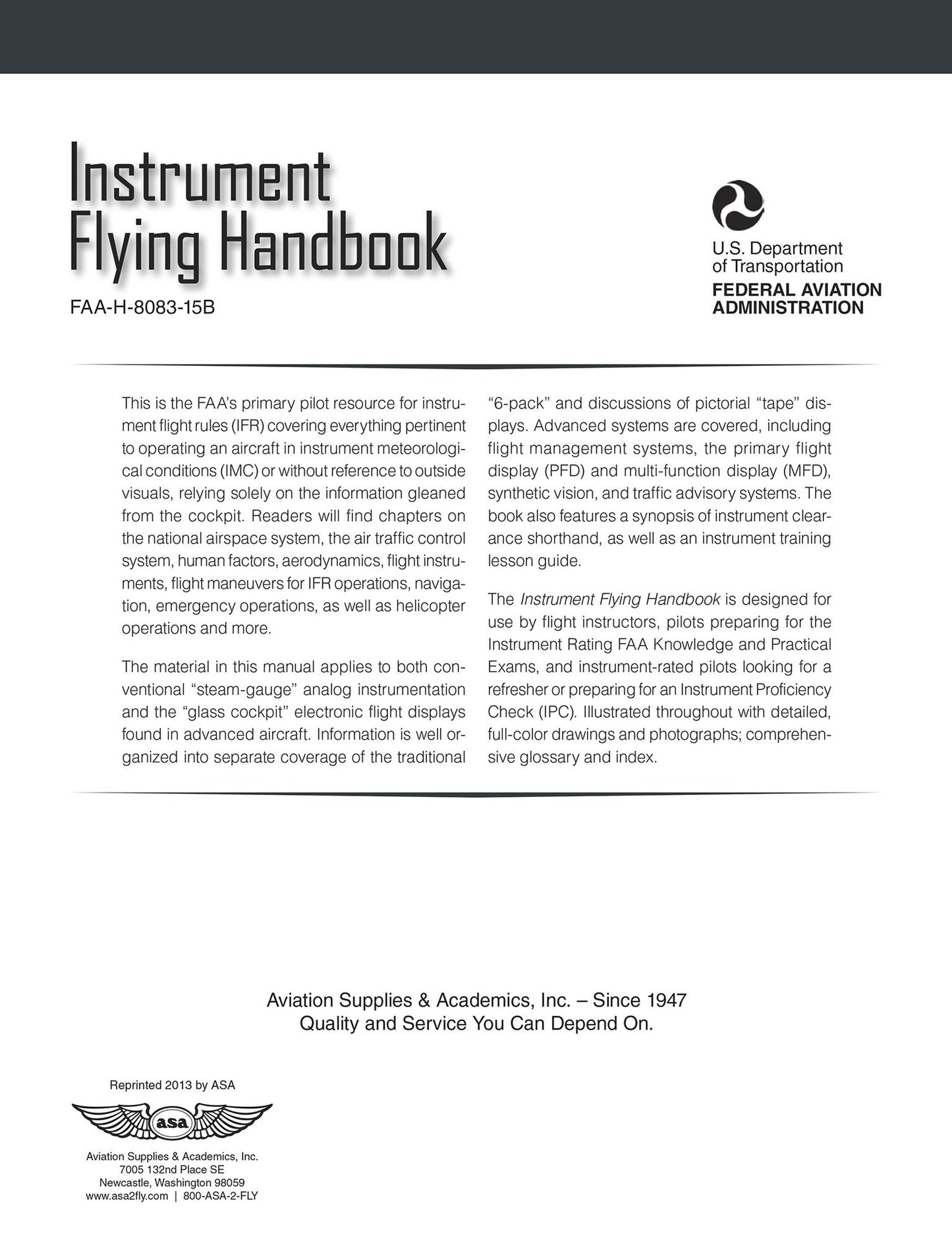 Instrument Flying Handbook: FAA-H-8083-15B (Effective 2012)