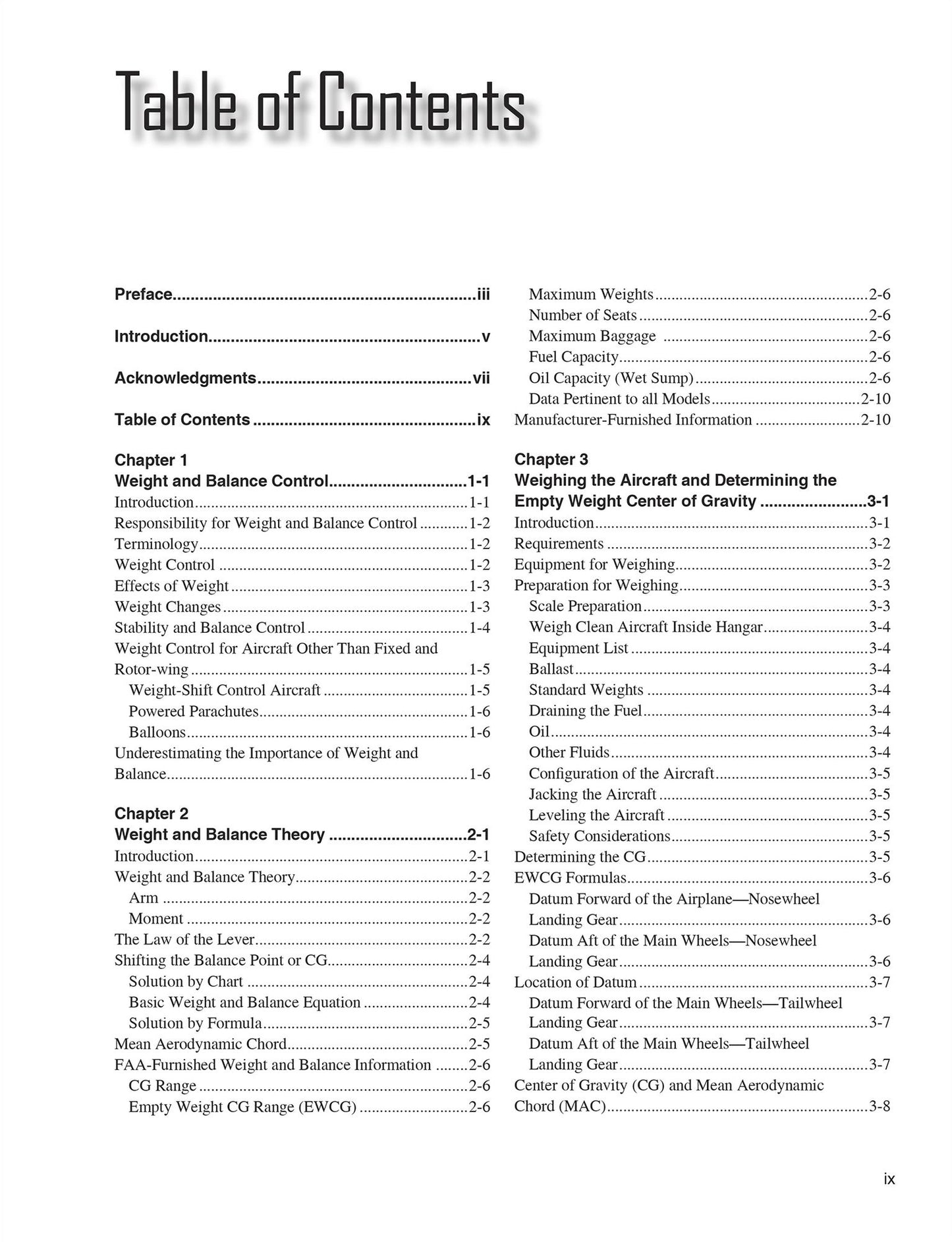 Aircraft Weight and Balance Handbook: FAA-H-8083-1B
