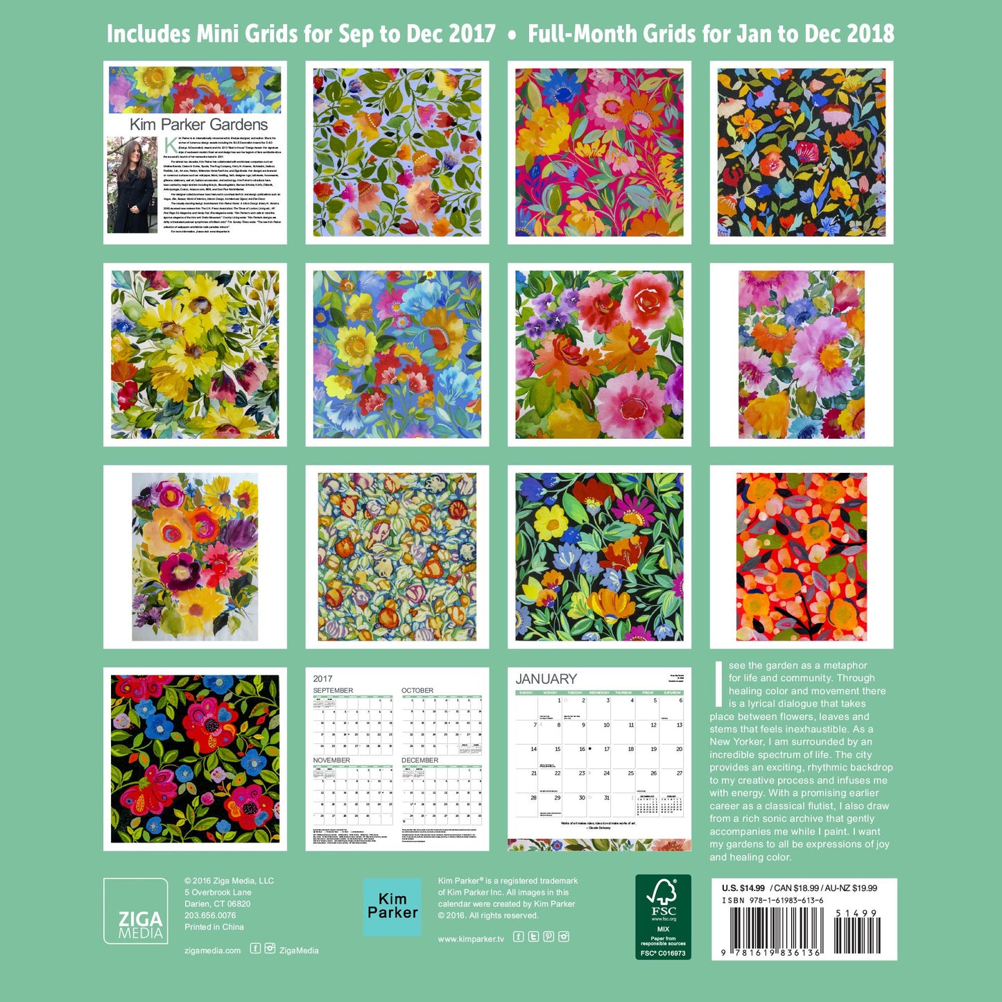 2018 Kim Parker Gardens Wall Calendar