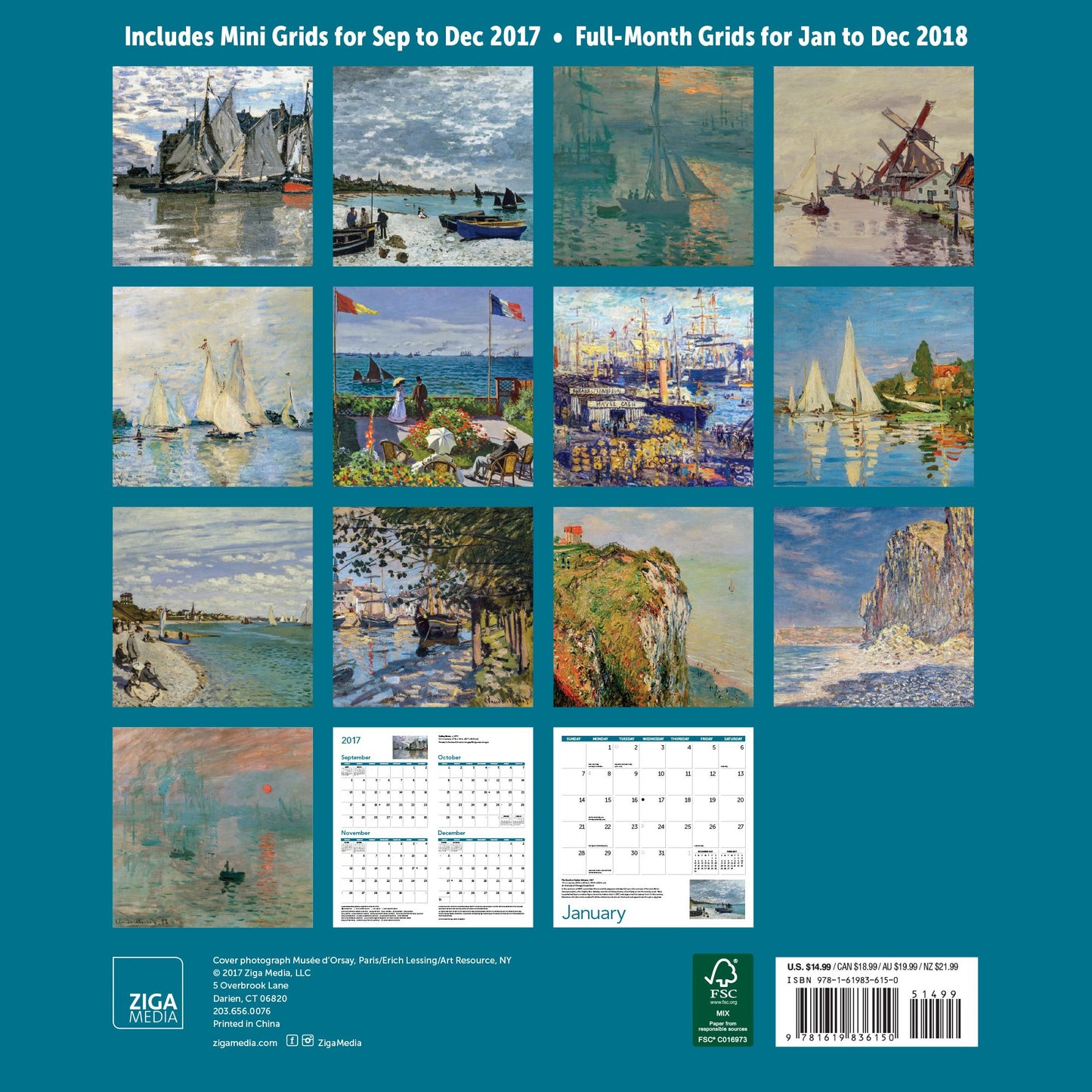 2018 Monet At Sea Wall Calendar