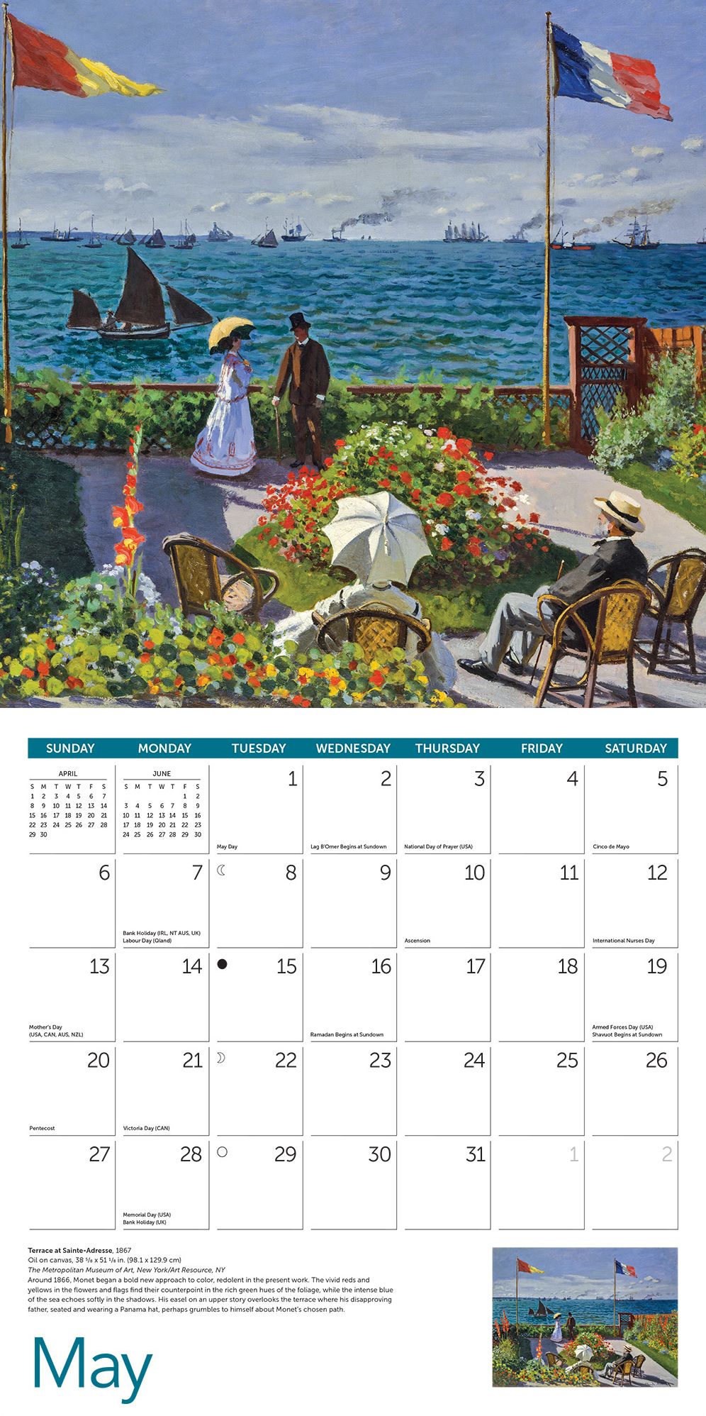 2018 Monet At Sea Wall Calendar