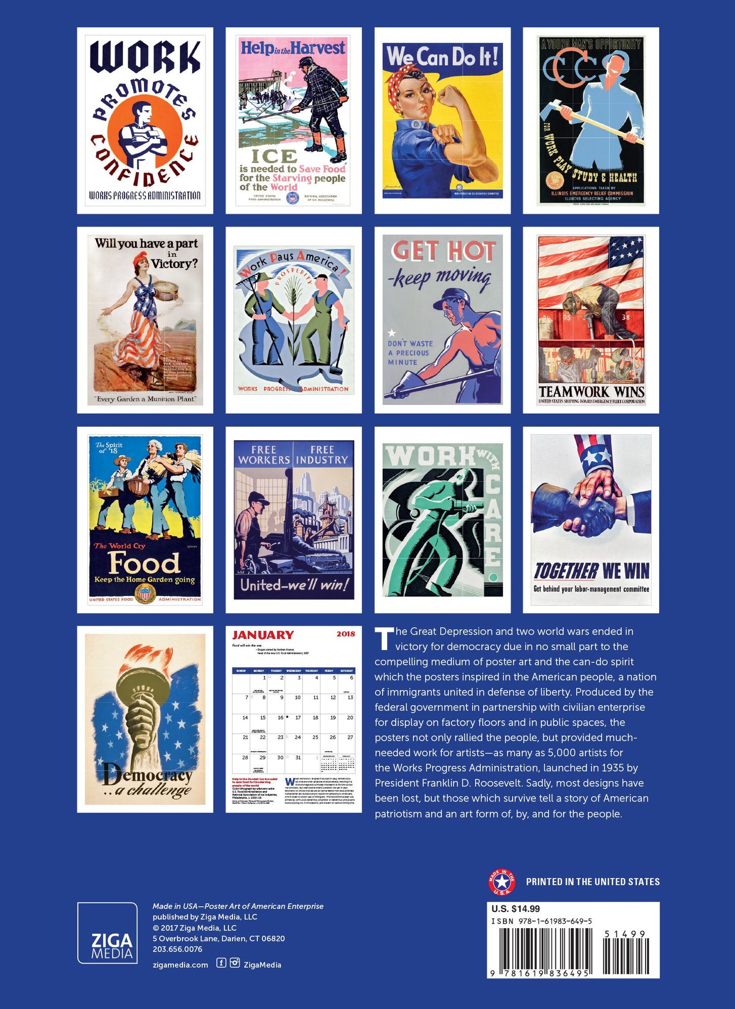 2018 Made in USA w/GRID Wall (Printed in USA) Wall Calendar