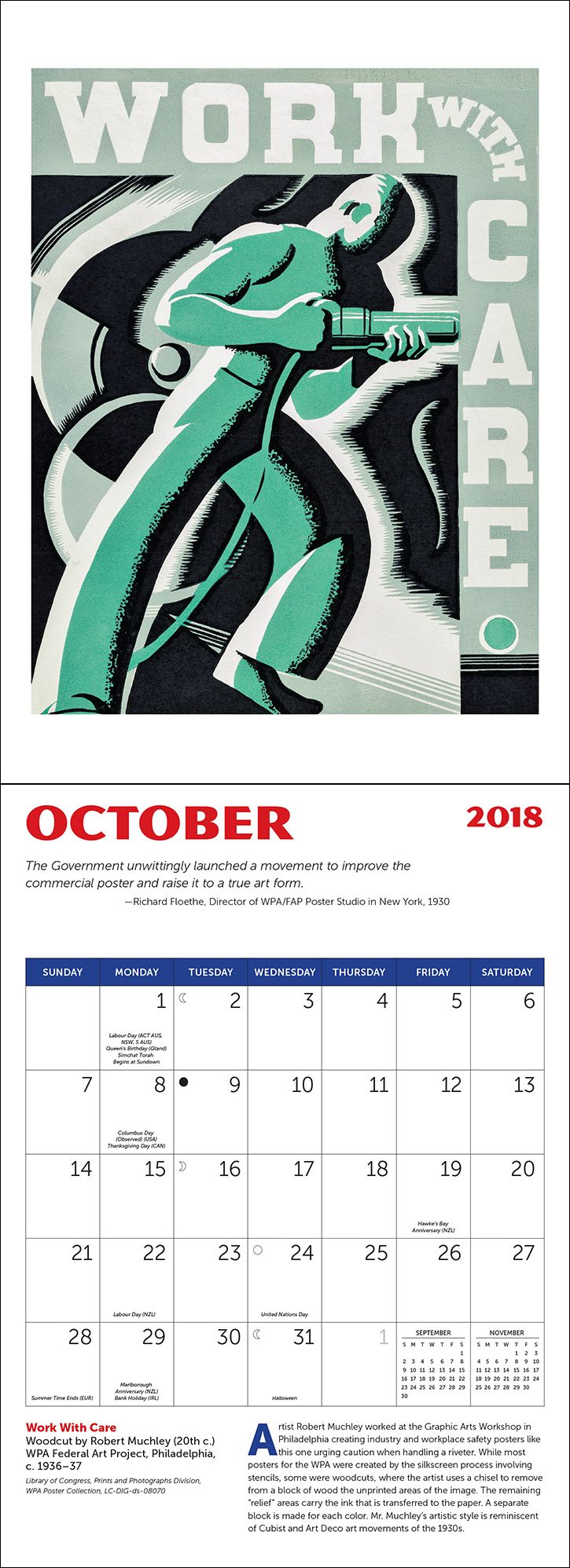 2018 Made in USA w/GRID Wall (Printed in USA) Wall Calendar