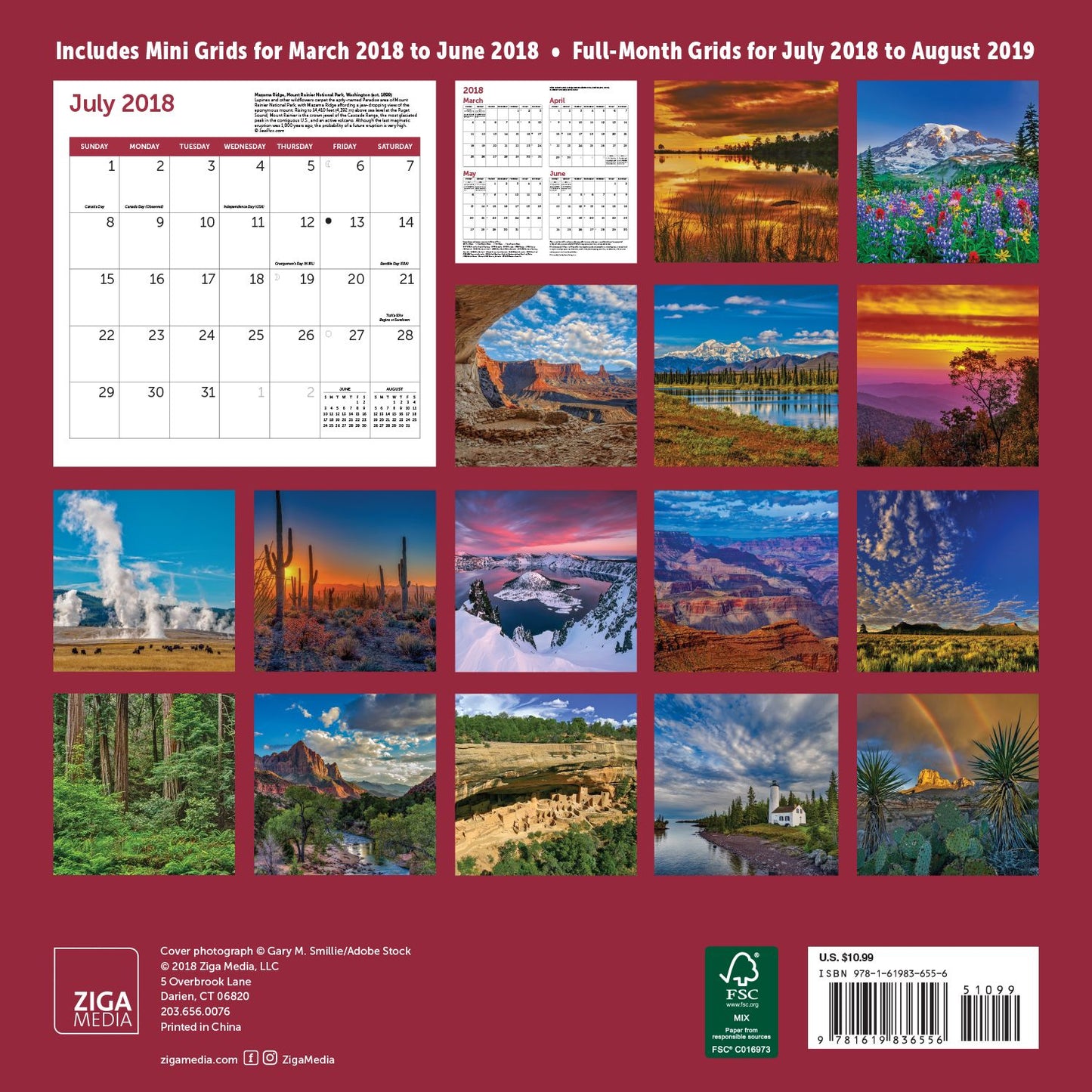 2019 Midyear America's National Parks Wall Calendar