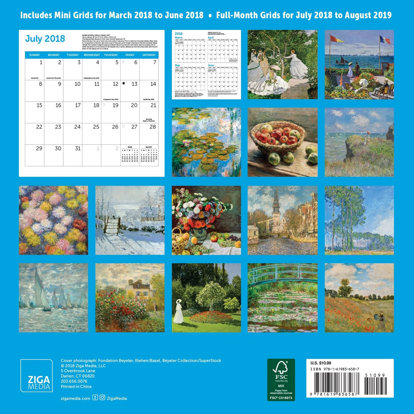 2019 Midyear Monet Wall Calendar