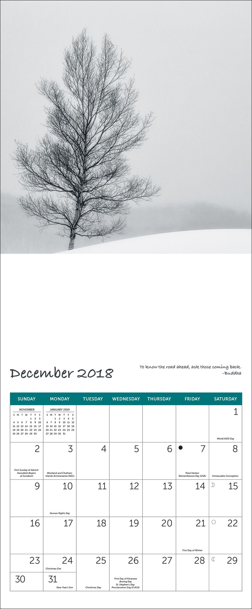 2019 Midyear Zen Wall Calendar