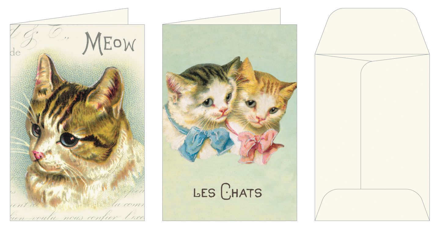 Vintage Cats Petite Boxed Note Cards Set of 12