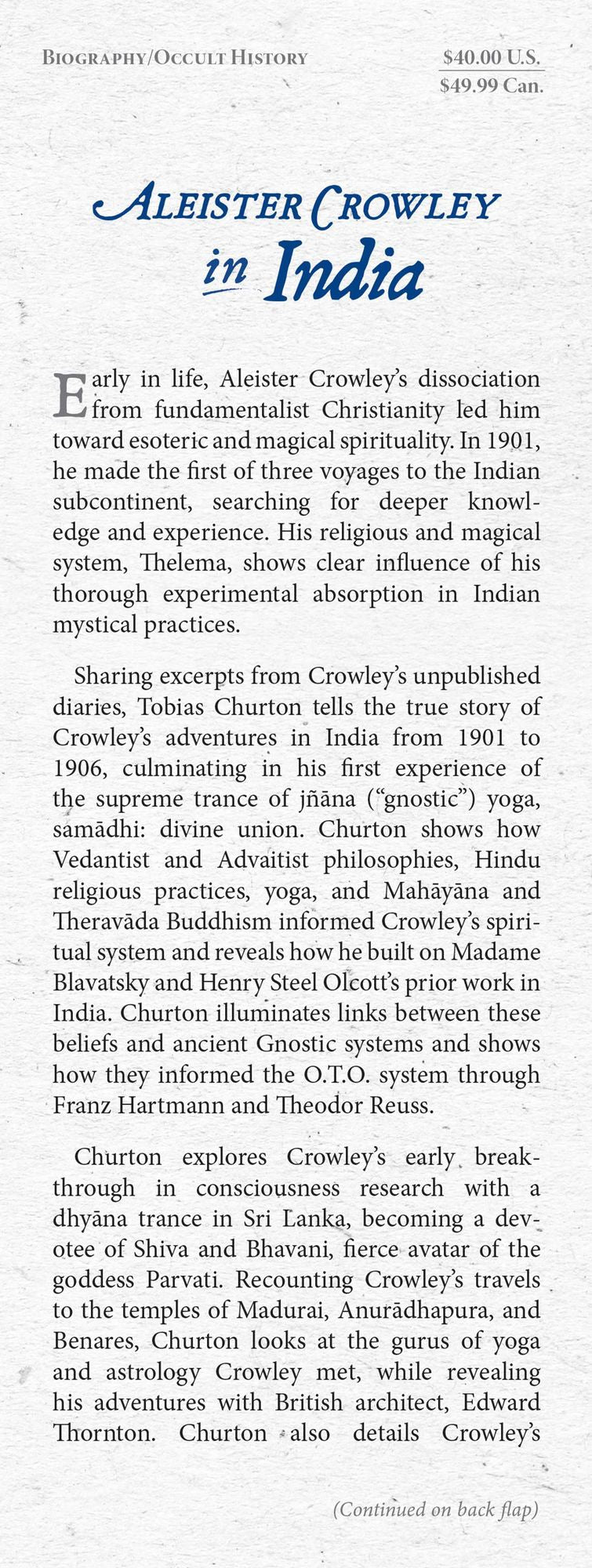 Aleister Crowley in India : The Secret Influence of Eastern Mysticism on Magic and the Occult