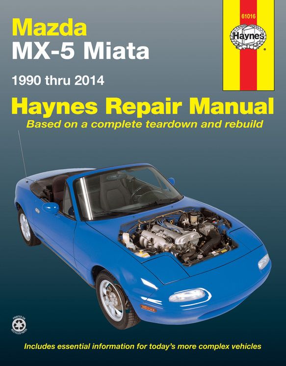Mazda MX-5 Miata 1990 thru 2014: Does not include information specific to turbocharged models
