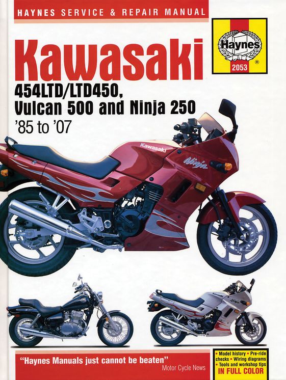 Kawasaki 454LTD/LTD450, Vulcan 500 Ninja 250 '85 to '07