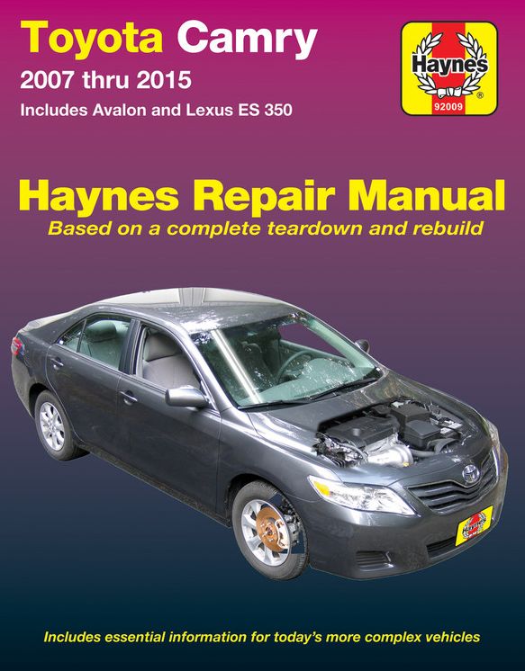 Toyota Camry & Avalon & Lexus ES 350, 2007-2015: Does not include information specific to hybrid models