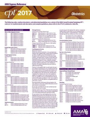 CPT 2017 Express Reference Coding Card: Obstetrics