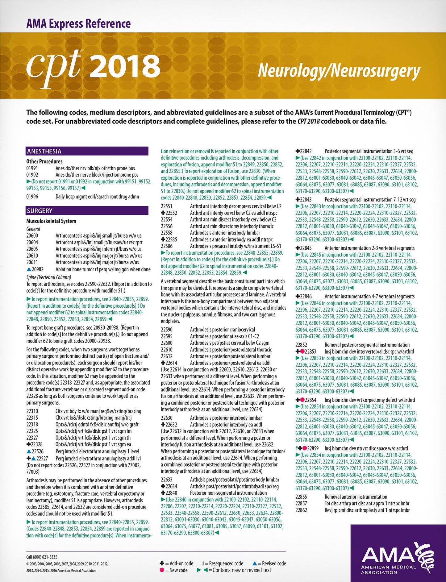 CPT 2018 Express Reference Coding Card: Neurology / Neurosurgery