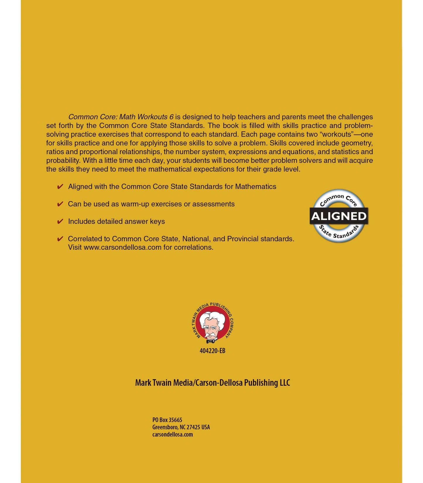 Common Core Math Workouts, Grade 6