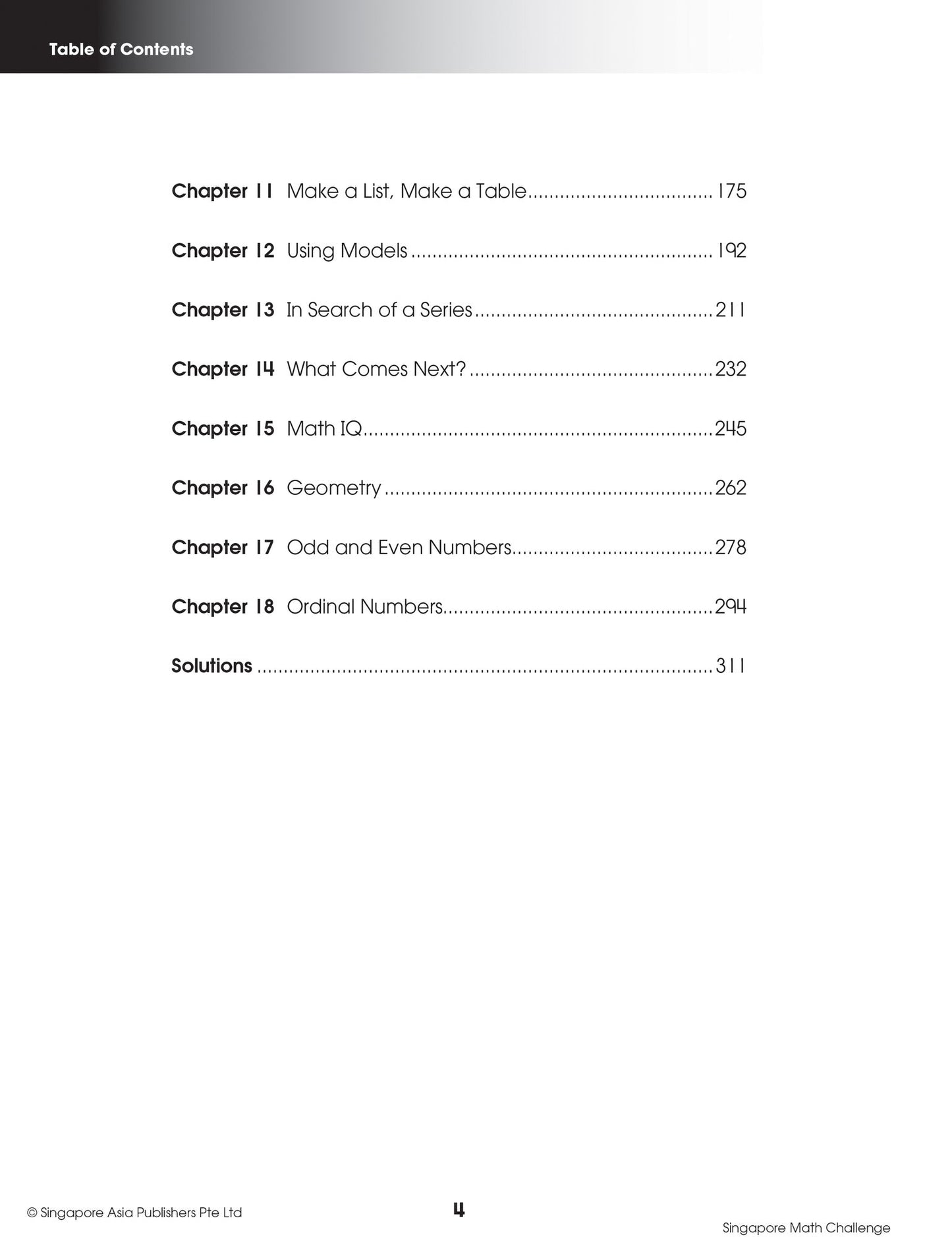 Singapore Math Challenge, Grades 2 - 5