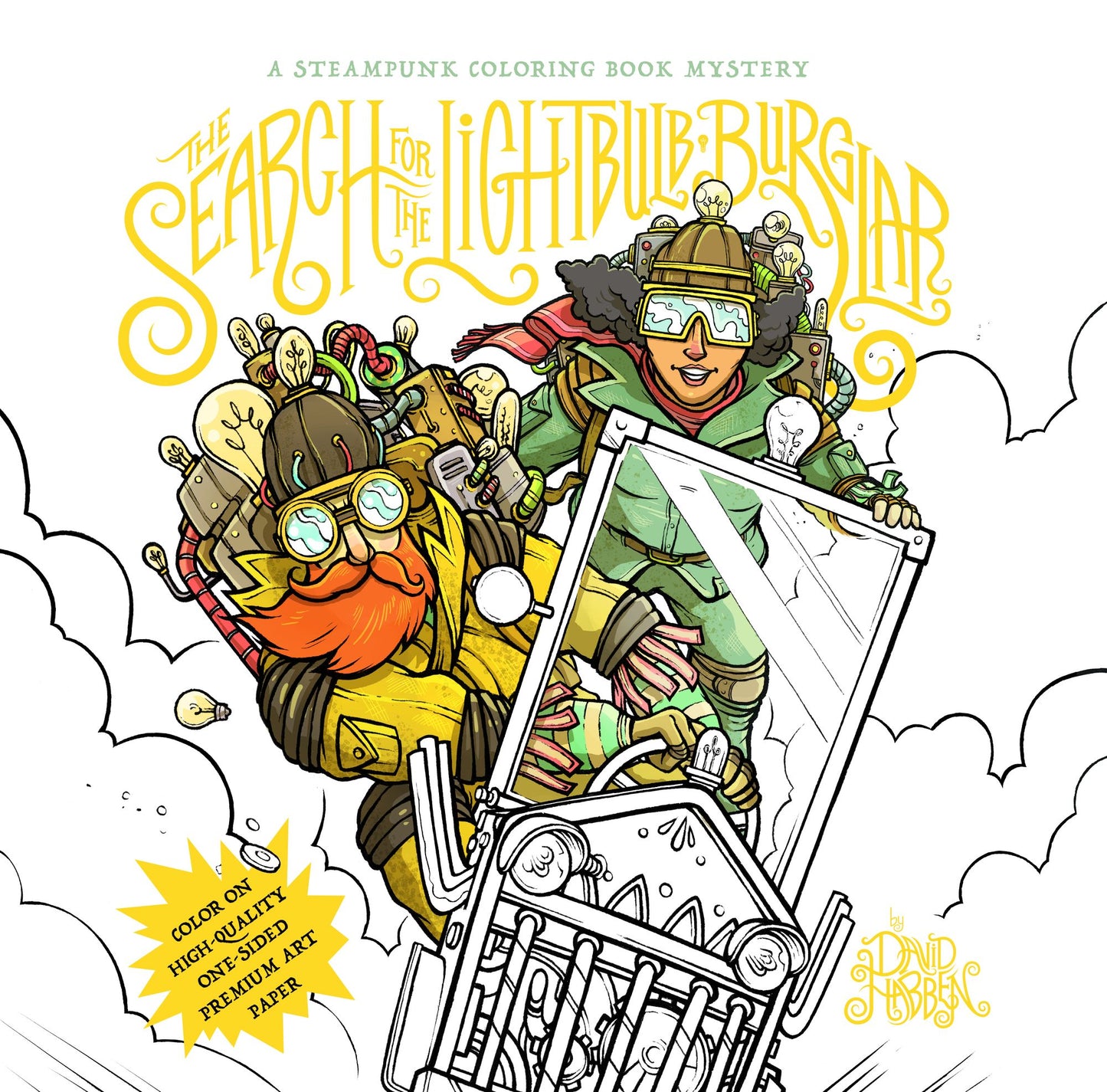 The Search for the Lightbulb Burglar: A Steampunk Coloring Book Mystery