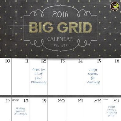 2016 Big Grid Chalk Wall Calendar