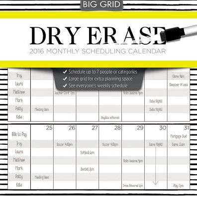2016 Dry Erase Wall Calendar