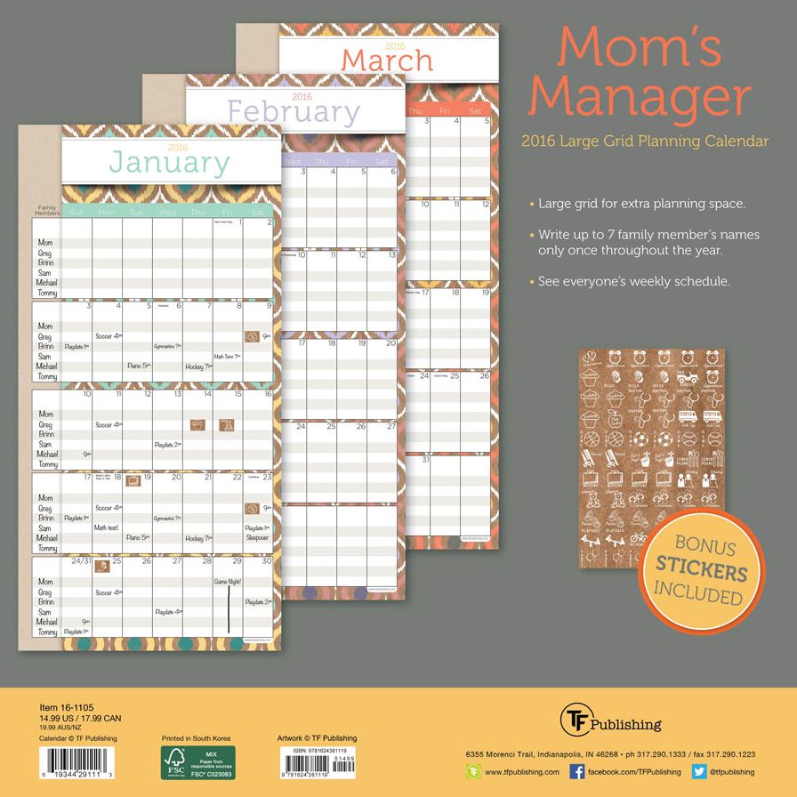 2016 Moms Manager Wall Calendar