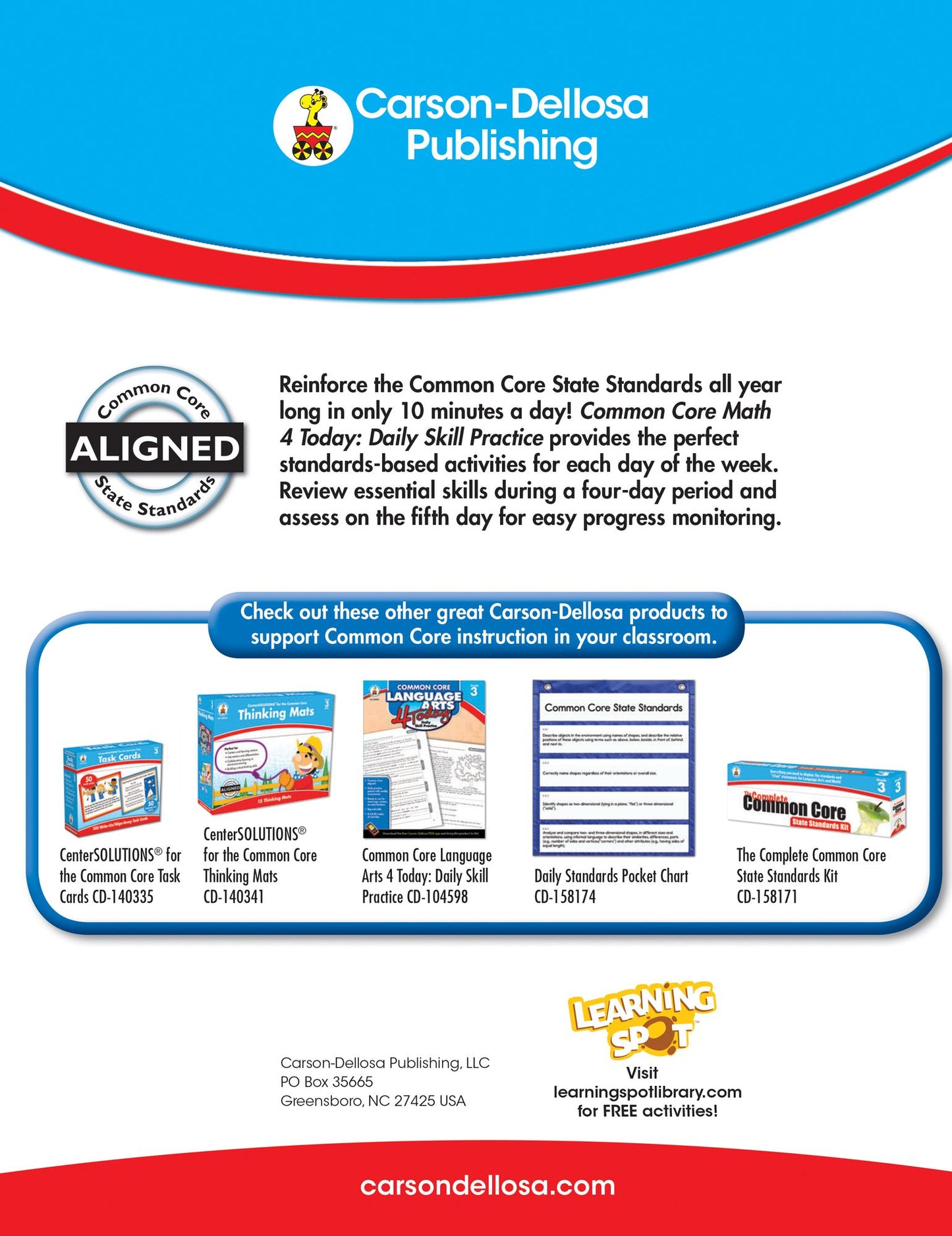 Common Core Math 4 Today, Grade 3: Daily Skill Practice