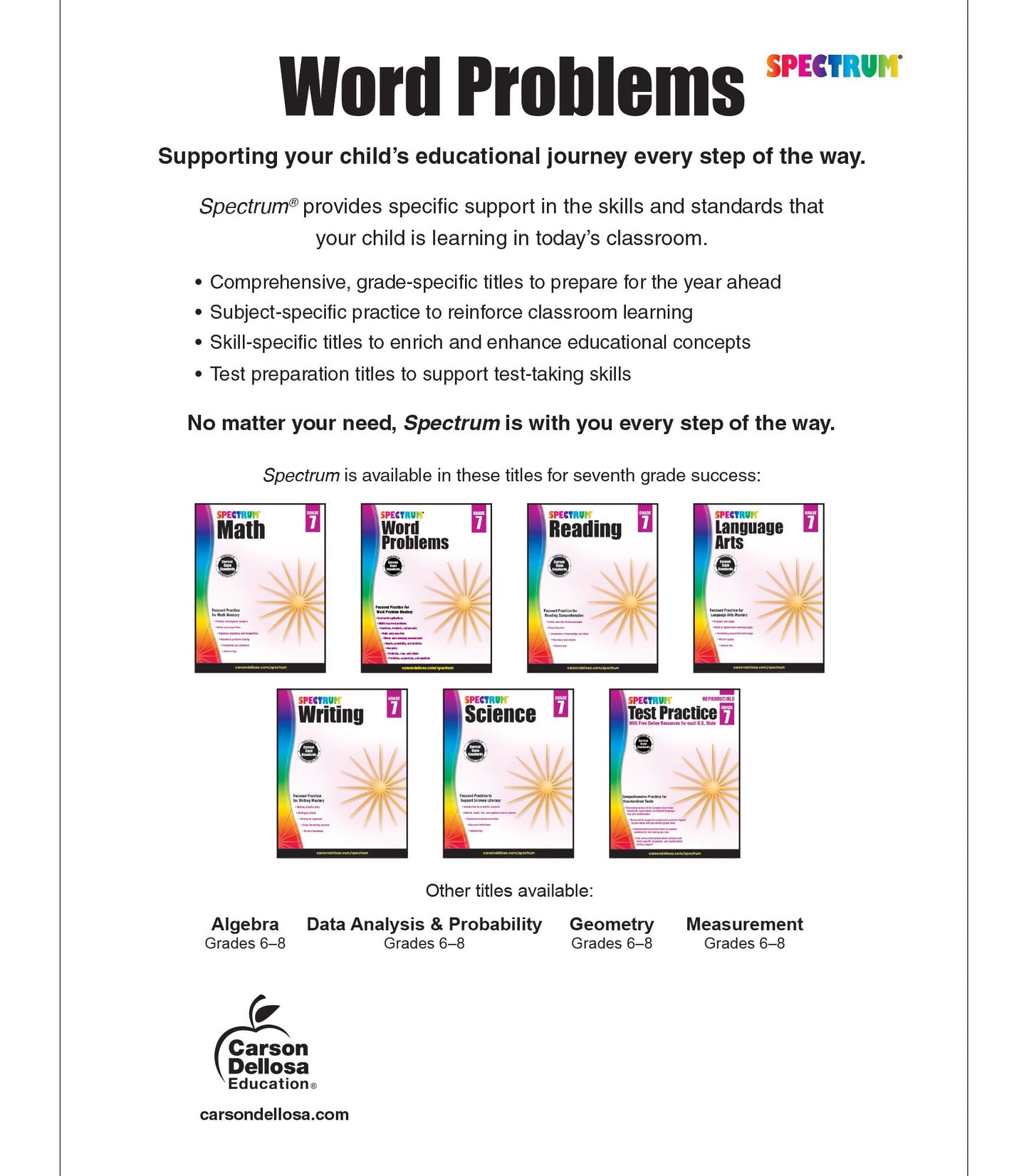 Spectrum Word Problems, Grade 7