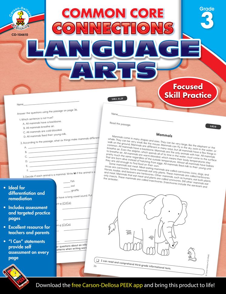 CARSON DELLOSA CD-104610 LANGUAGE ARTS GR 3 COMMON CORE