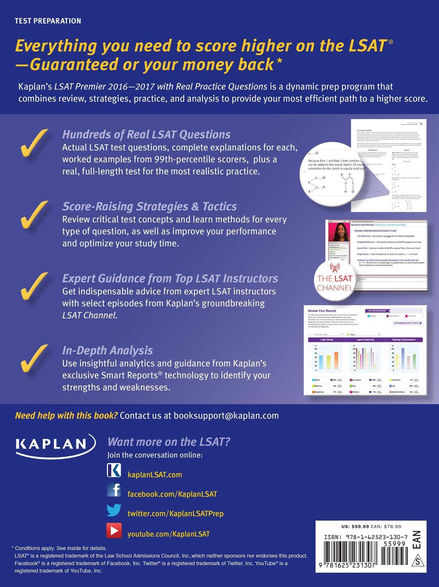 Kaplan LSAT Premier 2016-2017 with Real Practice Questions: Book + Online
