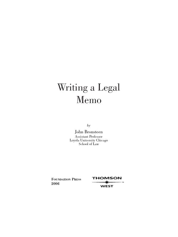Writing a Legal Memo
